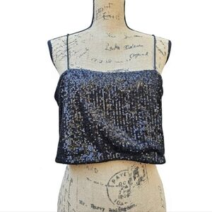 H&M Sequin Black Crop Tube Top